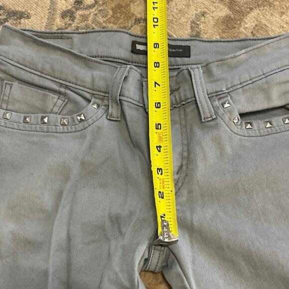 Levi's 524 Too Superlow Skinny Gray Jeans Stud Front Pockets 28x30 Biker Grunge - Picture 13 of 13